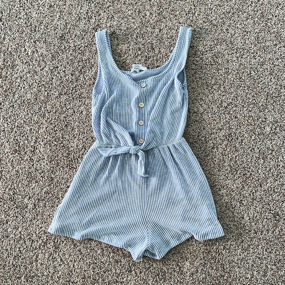 striped button romper